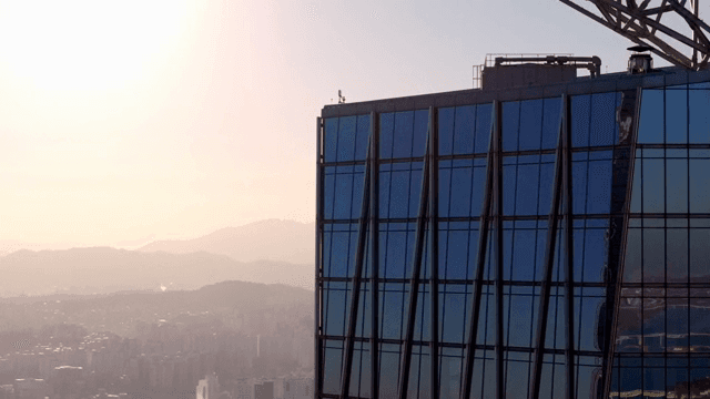 Modern skyscraper with cityscape