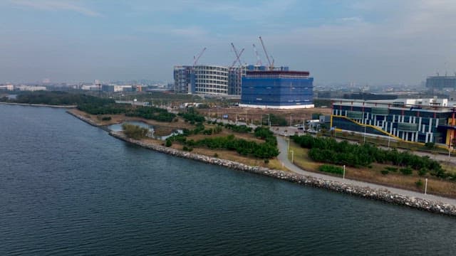 Urban Construction Site by Water