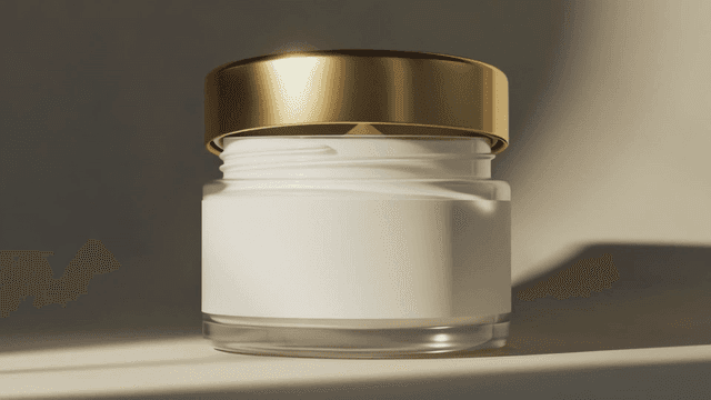 Cream jar with gold lid that opens