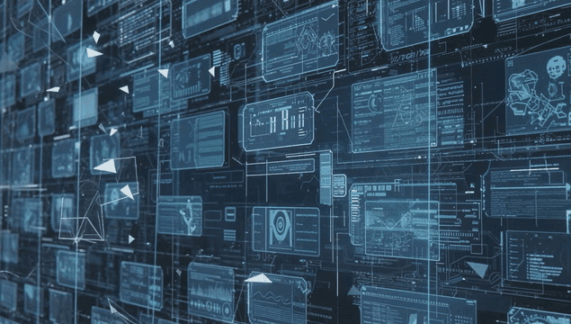 Digital interface with graphics that crash and break