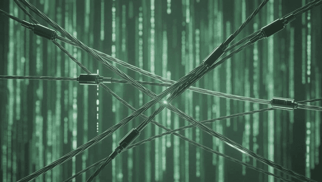 디지털 배경과 연결된 케이블