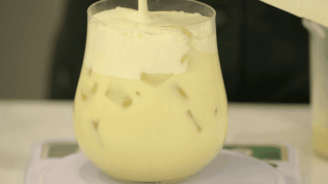 Iced drink with cream