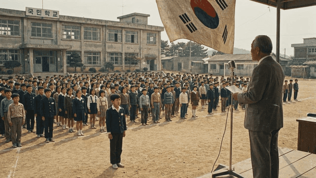 Elementary school students gathered for school assembly