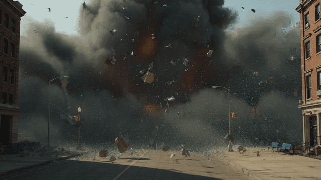 Explosion on city street