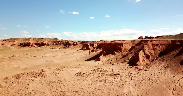 Vast desert landscape with cliffs