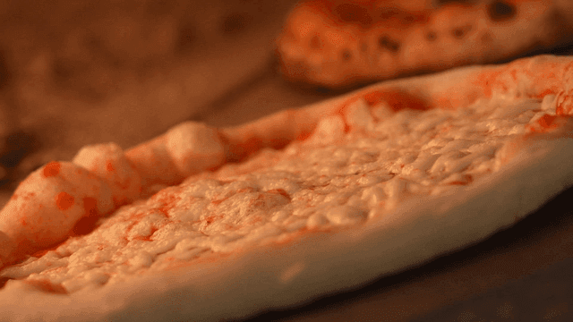 Pizza baked in hot oven