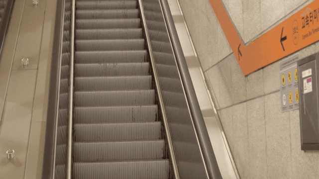 Empty escalator in a subway station