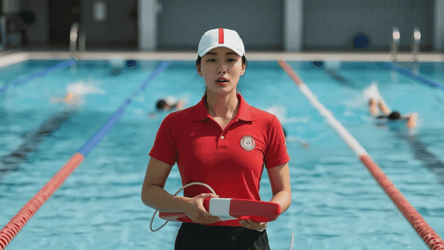 Lifeguard at swimming pool