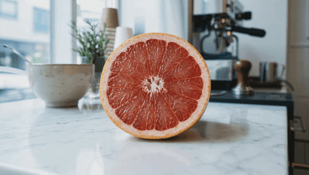 주방의 신선한 자몽