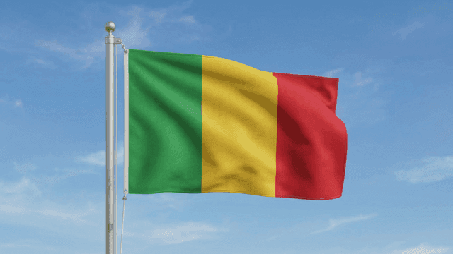 Flag of Republic of Mali fluttering against clear sky