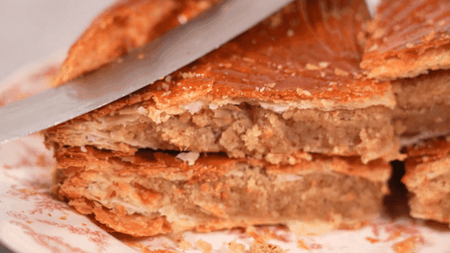 Sweet pie pressed with knife