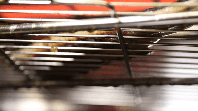 Grilled Spanish mackerel dripping with oil on grill
