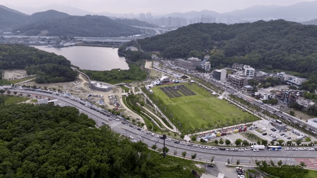 공원과 도시 풍경의 경치