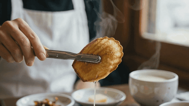 Freshly baked madeleines drizzled with honey