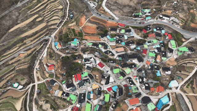 Rural village with terraced fields