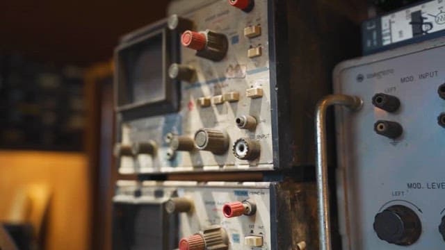 빈티지 전자 장비의 클로즈업 뷰