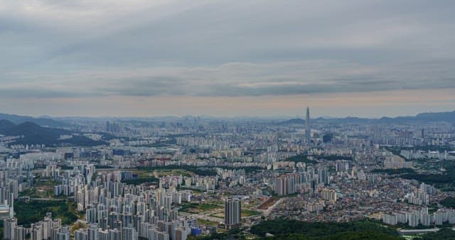 Panoramic view and sky of Seoul, the metropolitan city from day to night