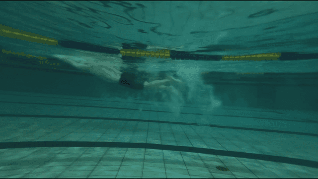 Underwater view of a swimmer in a pool