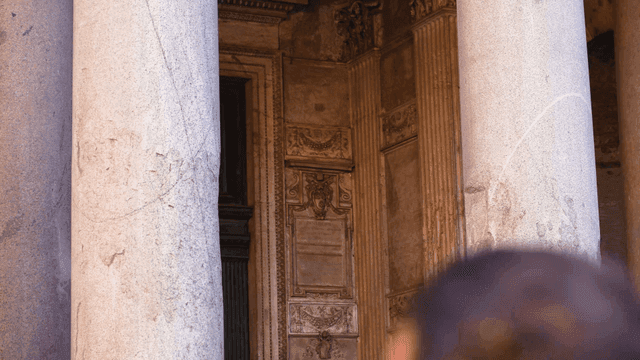 Ancient architectural columns and carvings