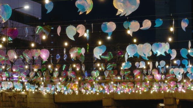 Colorful lanterns illuminating cheonggyecheon stream