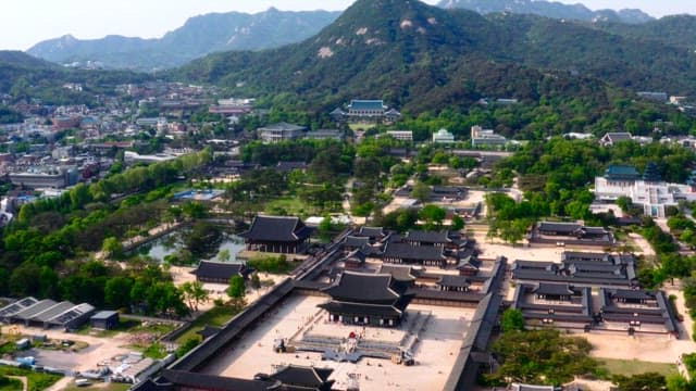 Gyeongbokgung Palace Surrounded by Nature and Cityscape