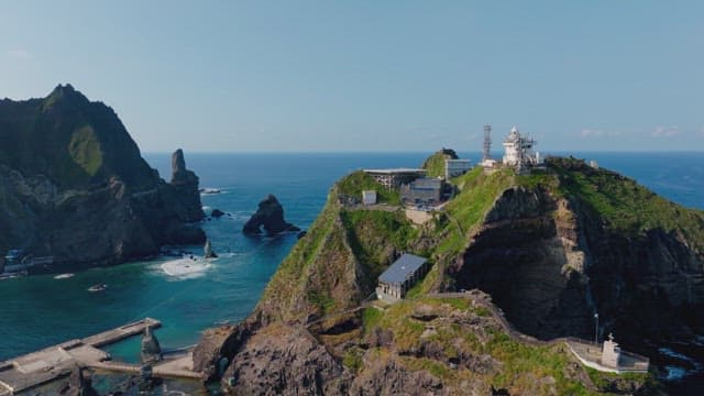 Scenic island with a lighthouse