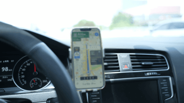 Car dashboard with navigation app