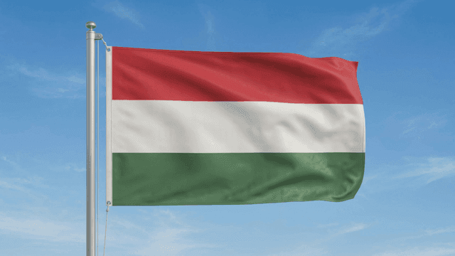 Hungarian flag fluttering against clear sky