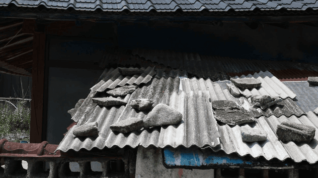 Old roof with stones