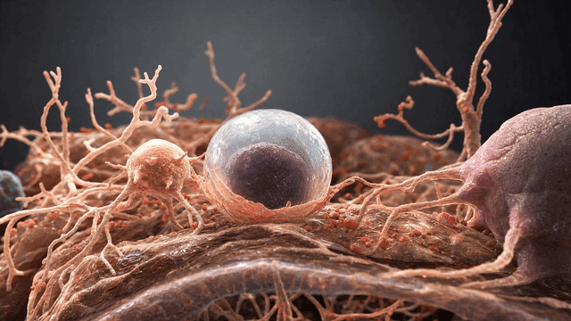 Microscopic view of cells and structures