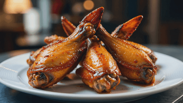 Glazed chicken drumsticks on a plate