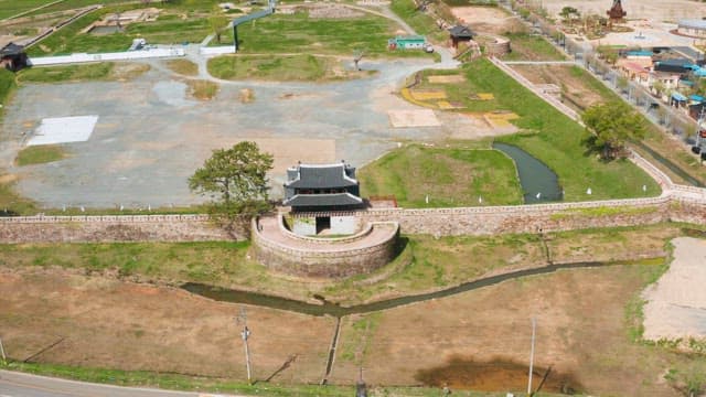 Aerial View of Traditional Korean Fortress