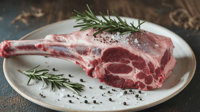 Raw lamb topped with rosemary