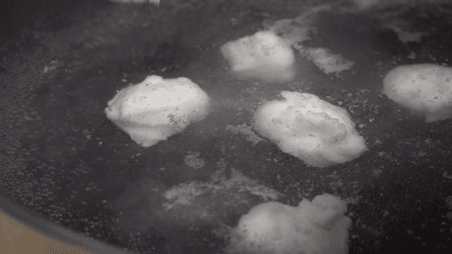 Fish balls in boiling water