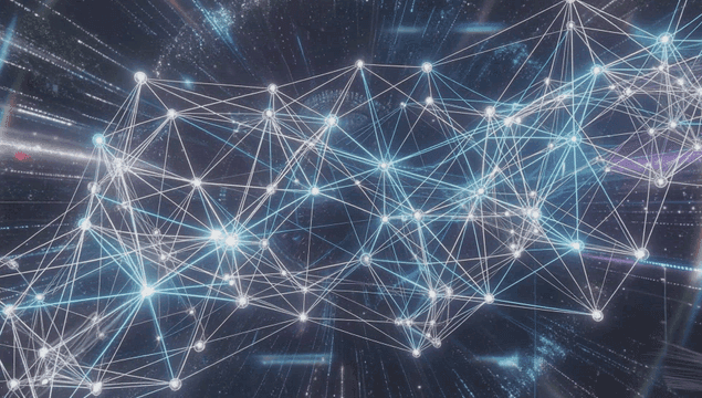 Digital network with glowing connections