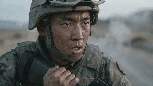 Cold field soldiers whose breath is visible