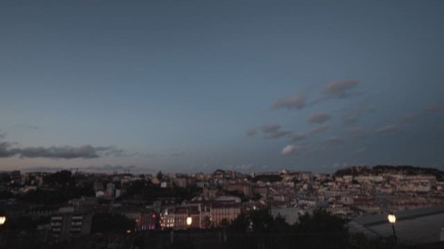 Panoramic View of the City from Evening to Night