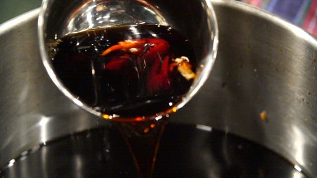 Soy sauce marinated crab being prepared