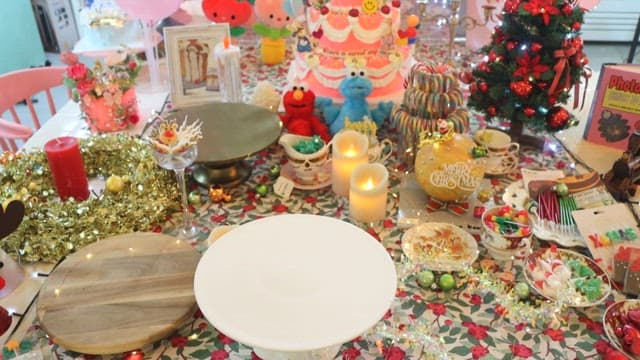 크리스마스와 새해 축제 장식 테이블