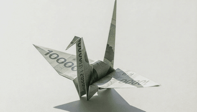 만원권 한국 화폐로 만든 종이학