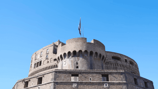 Historic fortress with a waving flag