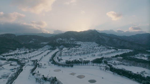 Snow Covered Landscape at Dusk