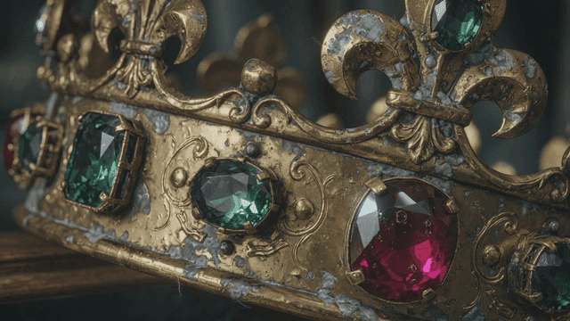 Magnificent crown studded with colorful jewels
