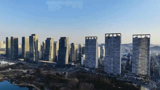 Modern city skyline with skyscrapers