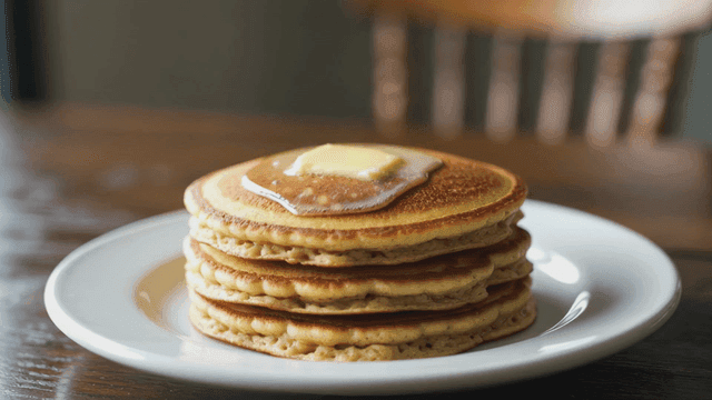 Stack of pancakes with melting butter