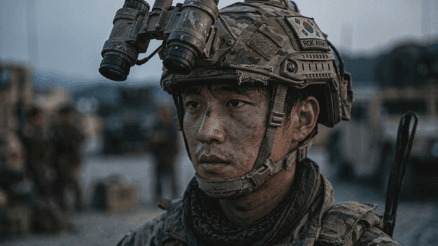 Soldier wearing night vision goggles