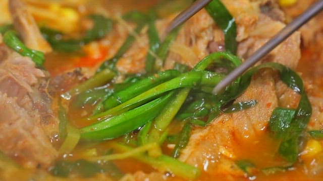 Chopsticks for taking the chives in pork backbone stew