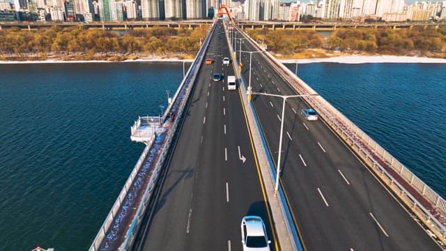 Cars Driving on the Han River Bridge