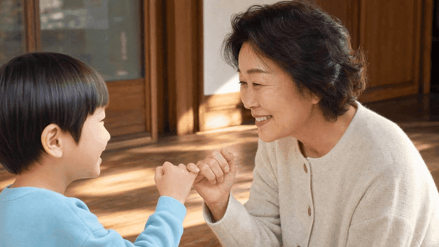 Grandmother and child's finger promise