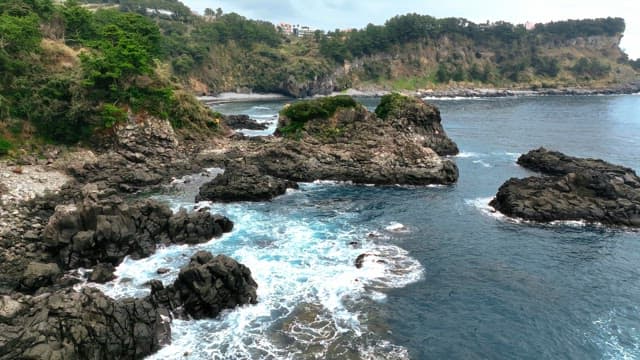 Rocky coastline with clear blue sea